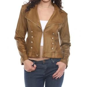 NEW INSIGHT vegan leather military jacket in willow green
